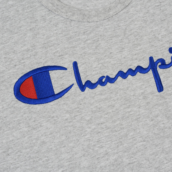 Мужская футболка Champion Reverse Weave Classic Crew Neck Script Logo Light Grey