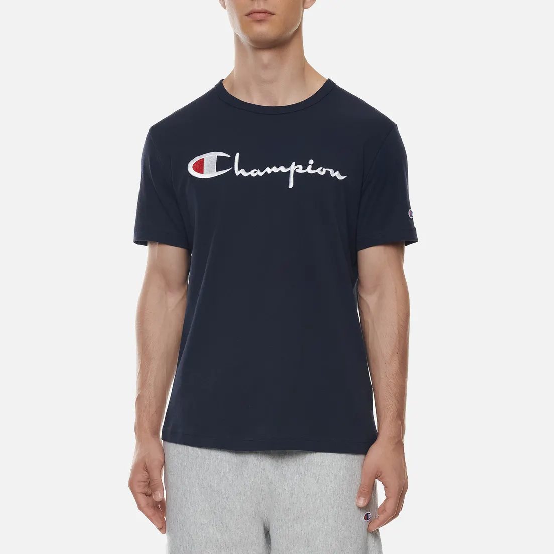 Champion Reverse Weave Мужская футболка Classic Crew Neck Script Logo
