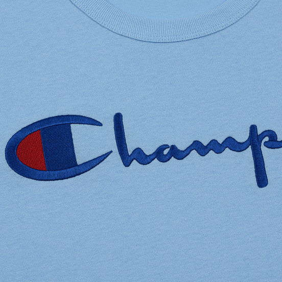 Мужская футболка Champion Reverse Weave Classic Crew Neck Script Logo Blue Bell