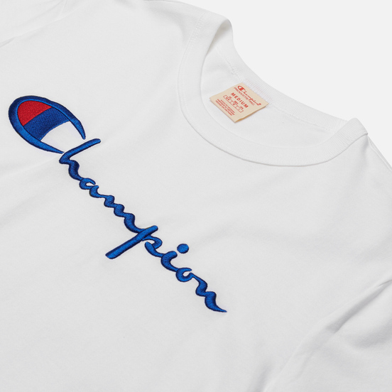 Мужская футболка Champion Reverse Weave Classic Crew Neck Script Logo White