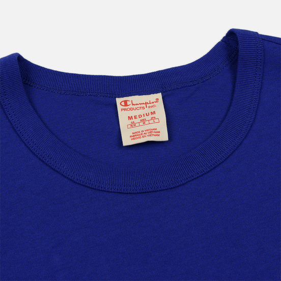Мужская футболка Champion Reverse Weave Crew Neck Back Script Logo Clematis Blue