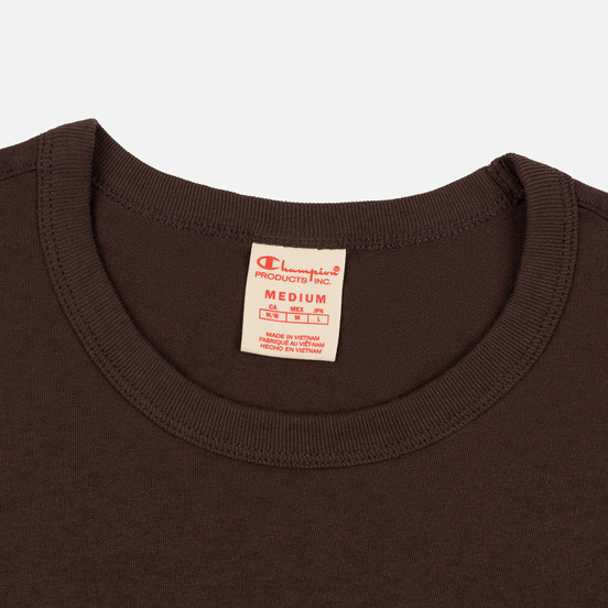 Мужская футболка Champion Reverse Weave Crew Neck Back Script Logo Brown