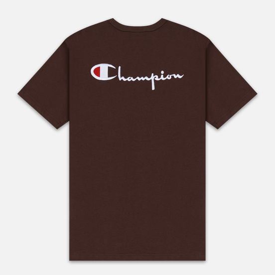 Мужская футболка Champion Reverse Weave Crew Neck Back Script Logo Brown