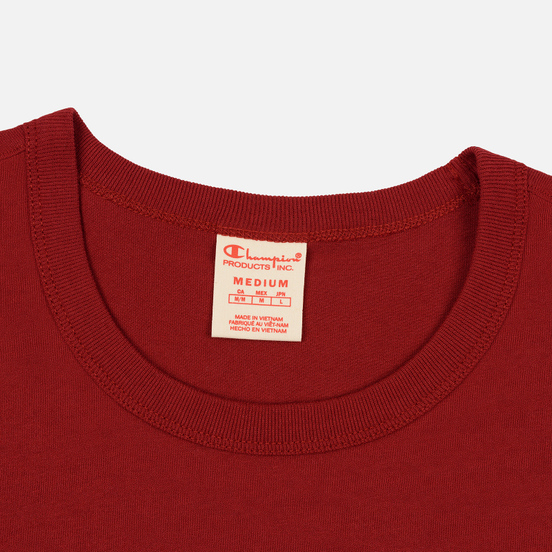 Мужская футболка Champion Reverse Weave Crew Neck Back Script Logo Dark Red