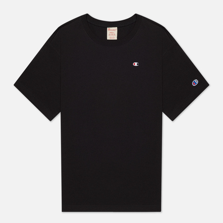 Мужская футболка Champion Reverse Weave Logo Chest & Sleeve Crew Neck, цвет чёрный, размер XL