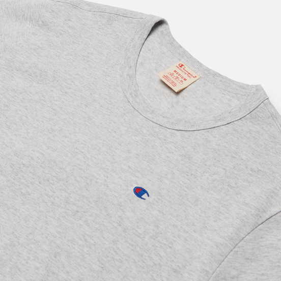 Мужская футболка Champion Reverse Weave Logo Chest & Sleeve Crew Neck Light Grey