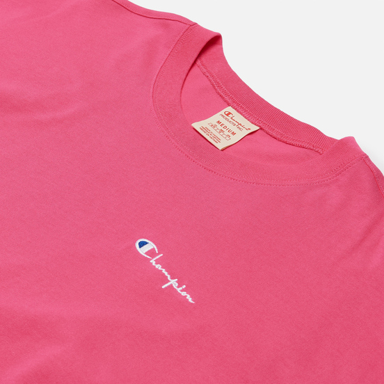 Мужская футболка Champion Reverse Weave Small Script Logo Muscle Fit Bright Pink