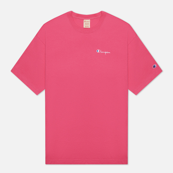 Мужская футболка Champion Reverse Weave Small Script Logo Muscle Fit Bright Pink