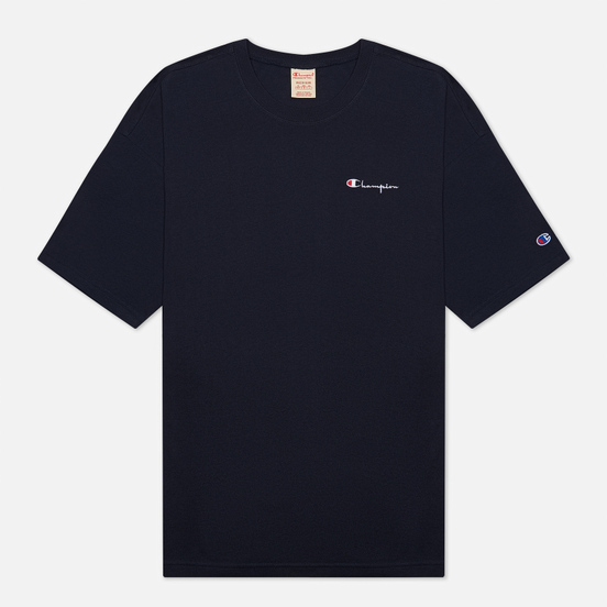 Мужская футболка Champion Reverse Weave Small Script Logo Muscle Fit Dark Blue