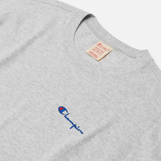 Мужская футболка Champion Reverse Weave Small Script Logo Muscle Fit Light Grey