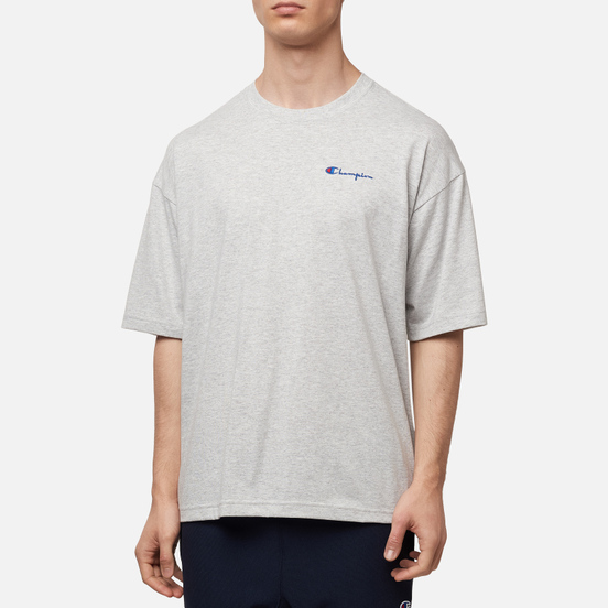 Мужская футболка Champion Reverse Weave Small Script Logo Muscle Fit Light Grey
