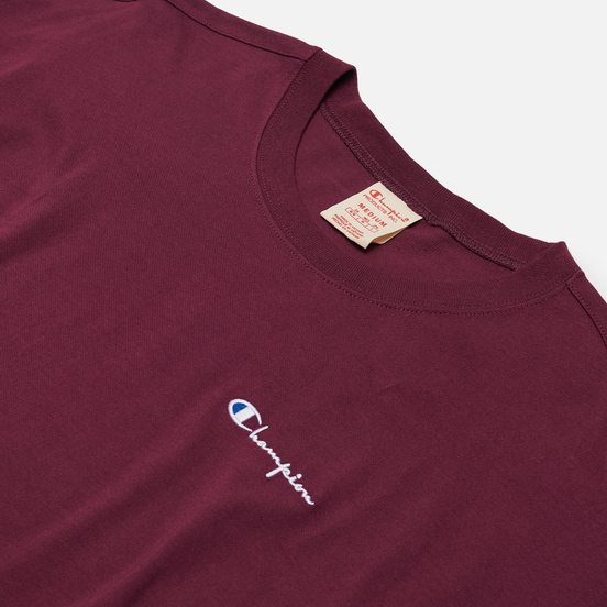 Мужская футболка Champion Reverse Weave Small Script Logo Muscle Fit Maroon