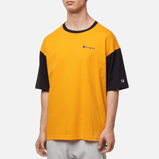 Мужская футболка Champion Reverse Weave Small Script & Logo Sleeve Bicolor Orange