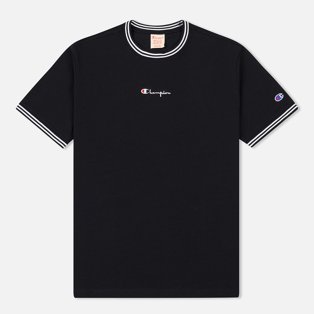 Champion Reverse Weave Мужская футболка Striped Ringer Small Script Logo