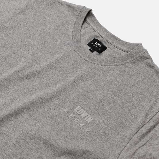 Мужская футболка Edwin Edwin Logo Chest Grey Marl Garment Wash