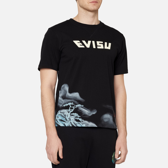 Мужская футболка Evisu Evergreen Tiger Landscape Digital Printed Black