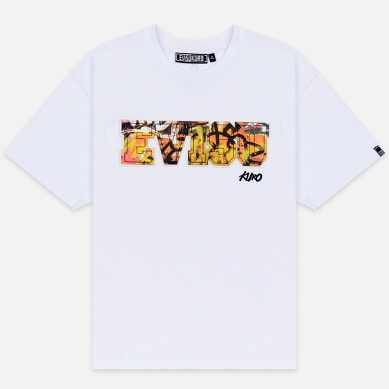 Мужская футболка Evisu Evisu Multicolor Graffiti Patchwork Bright White