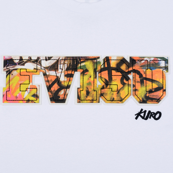 Мужская футболка Evisu Evisu Multicolor Graffiti Patchwork Bright White