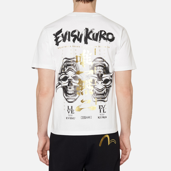 Мужская футболка Evisu Evisukuro Calligraphy & Hannya Bright White