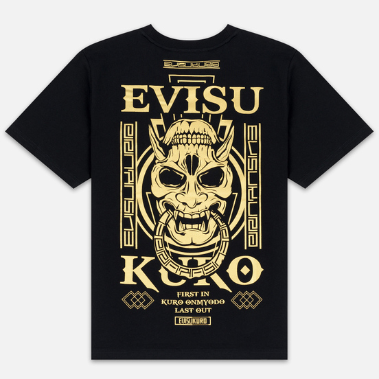 Мужская футболка Evisu Evisukuro Hannya Ring & Labyrinth Pillars Black