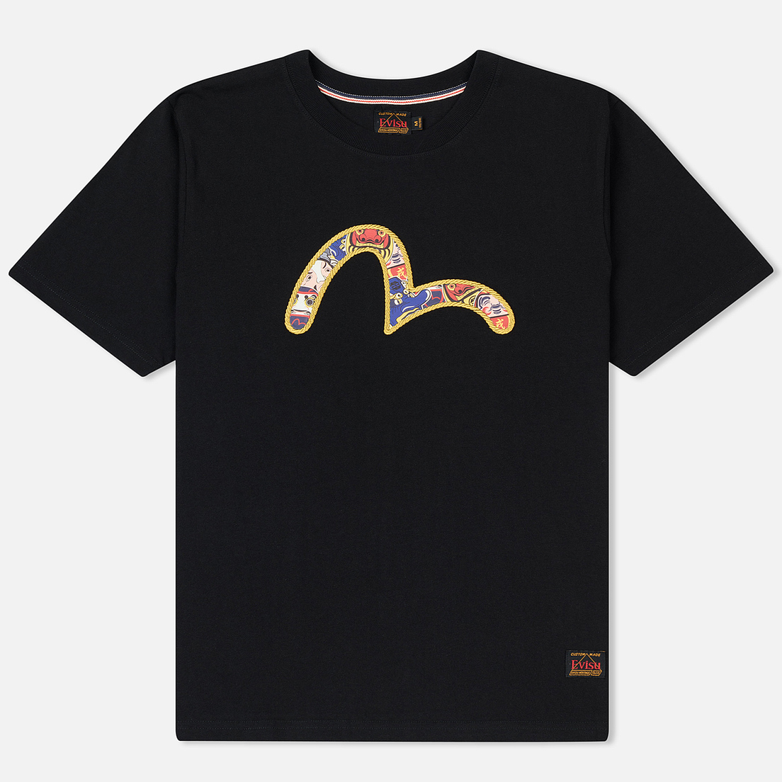 Evisu Мужская футболка Heritage Daruma All Over Printed Seagull Outline Embroidered