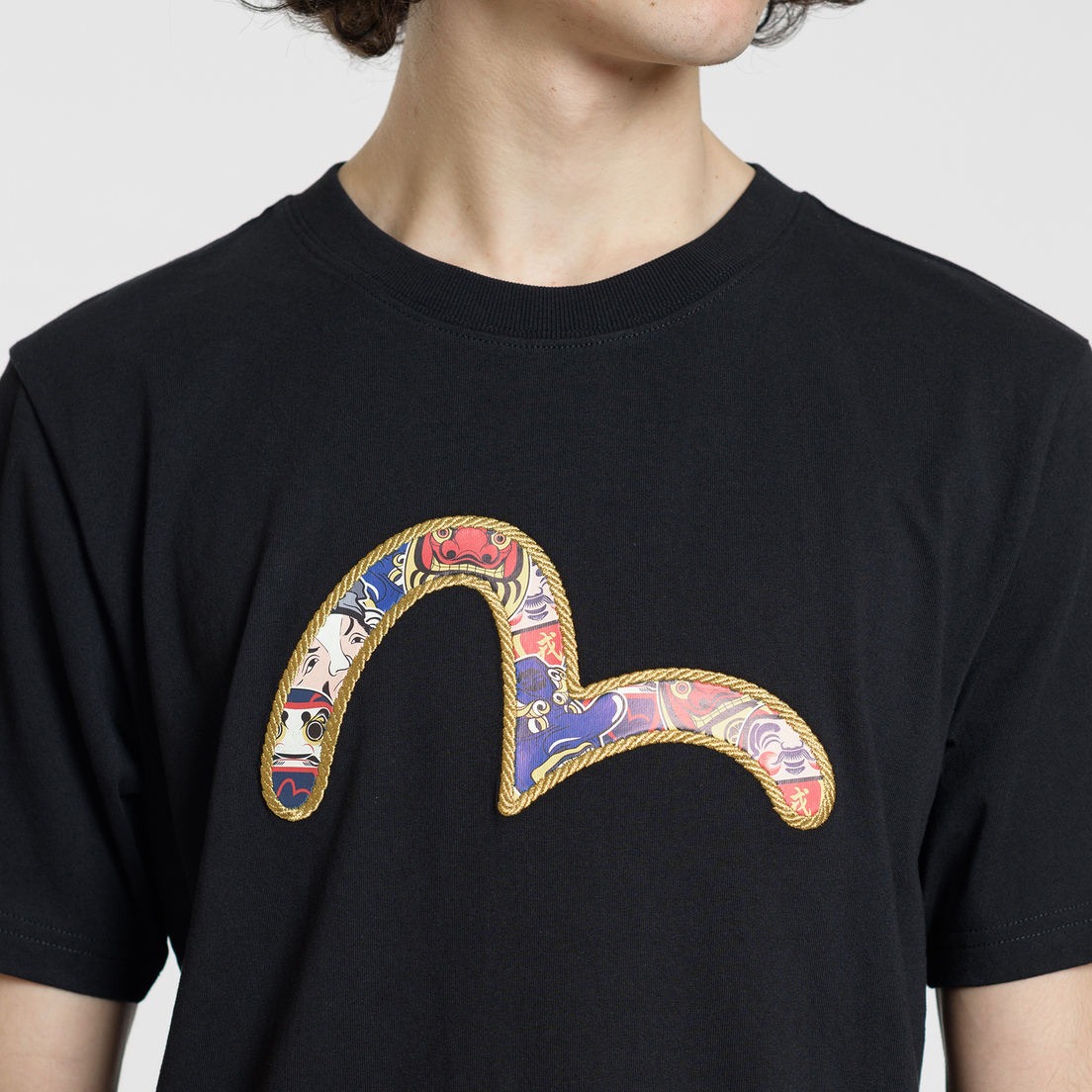 Evisu Мужская футболка Heritage Daruma All Over Printed Seagull Outline Embroidered