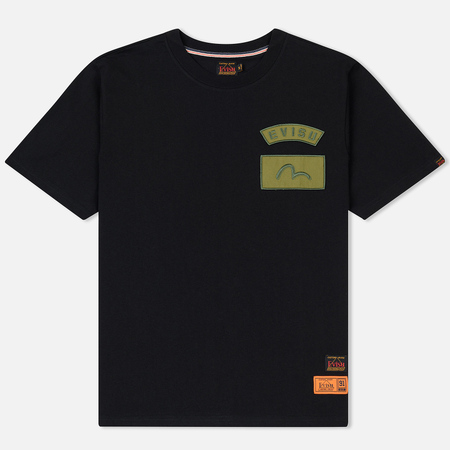 Мужская футболка Evisu Heritage Multi-Badge Camo All Over Printed 3D Daicock Black