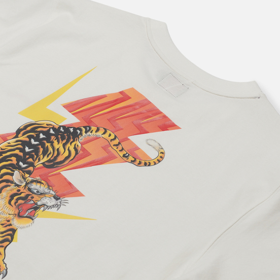 Мужская футболка Evisu Heritage Tiger Flash Graphic Printed Off White
