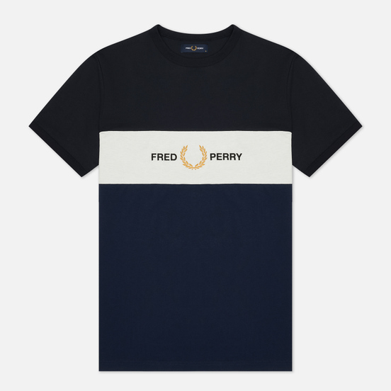 Мужская футболка Fred Perry Embroidered Panel Carbon Blue/White