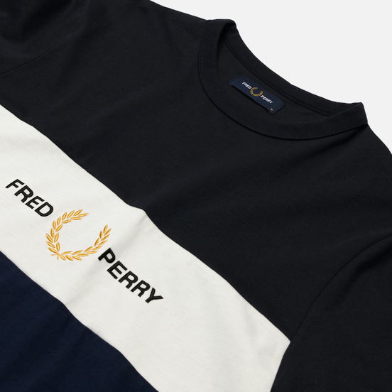 Мужская футболка Fred Perry Embroidered Panel Carbon Blue/White