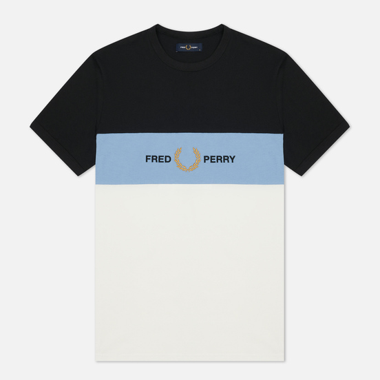 Мужская футболка Fred Perry Embroidered Panel Snow White/Blue/Black