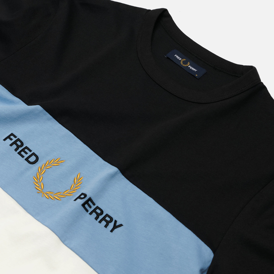 Мужская футболка Fred Perry Embroidered Panel Snow White/Blue/Black