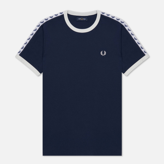 Мужская футболка Fred Perry Taped Ringer Carbon Blue/White