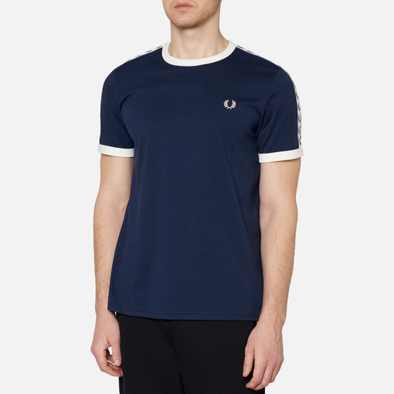 Мужская футболка Fred Perry Taped Ringer Carbon Blue/White