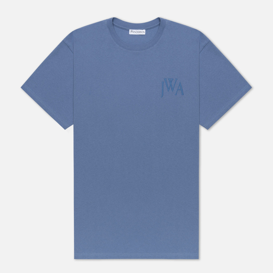 Мужская футболка JW Anderson JWA Logo Embroidery Denim Blue