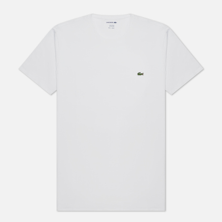 фото Мужская футболка lacoste classic embroidered logo, цвет белый, размер m