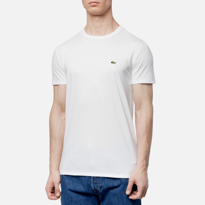 Мужская футболка Lacoste, цвет белый, размер S TH6709-001 Crew Neck Pima Cotton - фото 3
