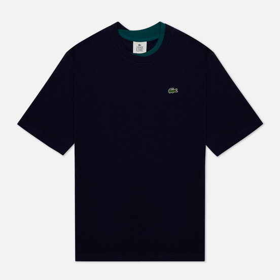 Мужская футболка Lacoste Double Collar Cotton Navy Blue/Green