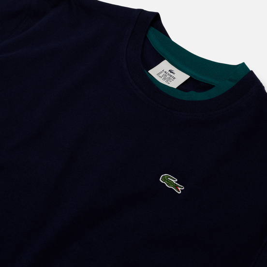 Мужская футболка Lacoste Double Collar Cotton Navy Blue/Green
