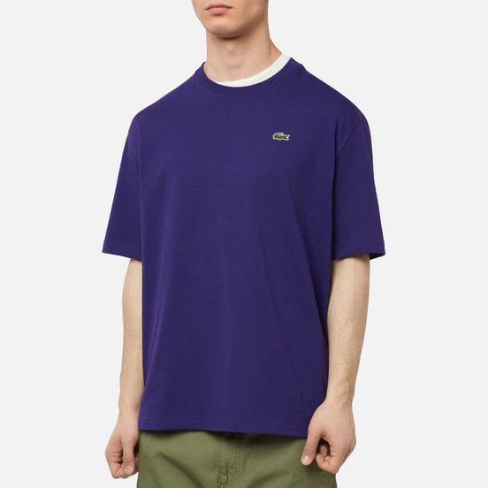 Мужская футболка Lacoste Double Collar Cotton Purple/White
