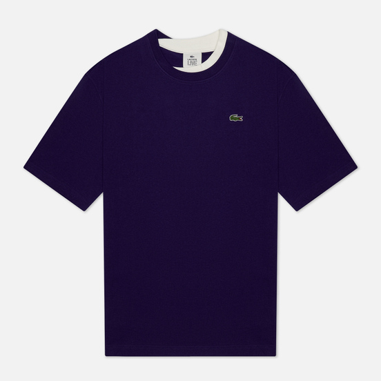 Мужская футболка Lacoste Double Collar Cotton Purple/White