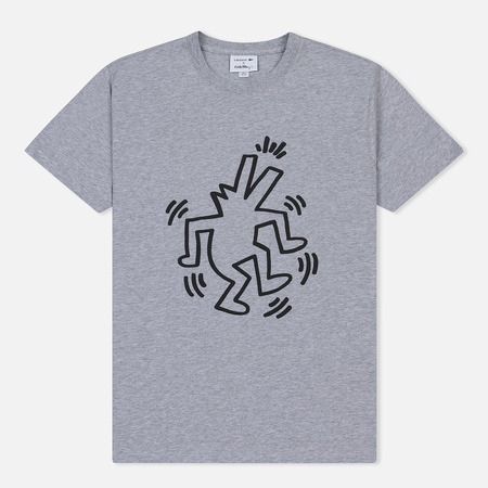 Мужская футболка Lacoste x Keith Haring Print Crew Neck Regular Fit Grey Chine