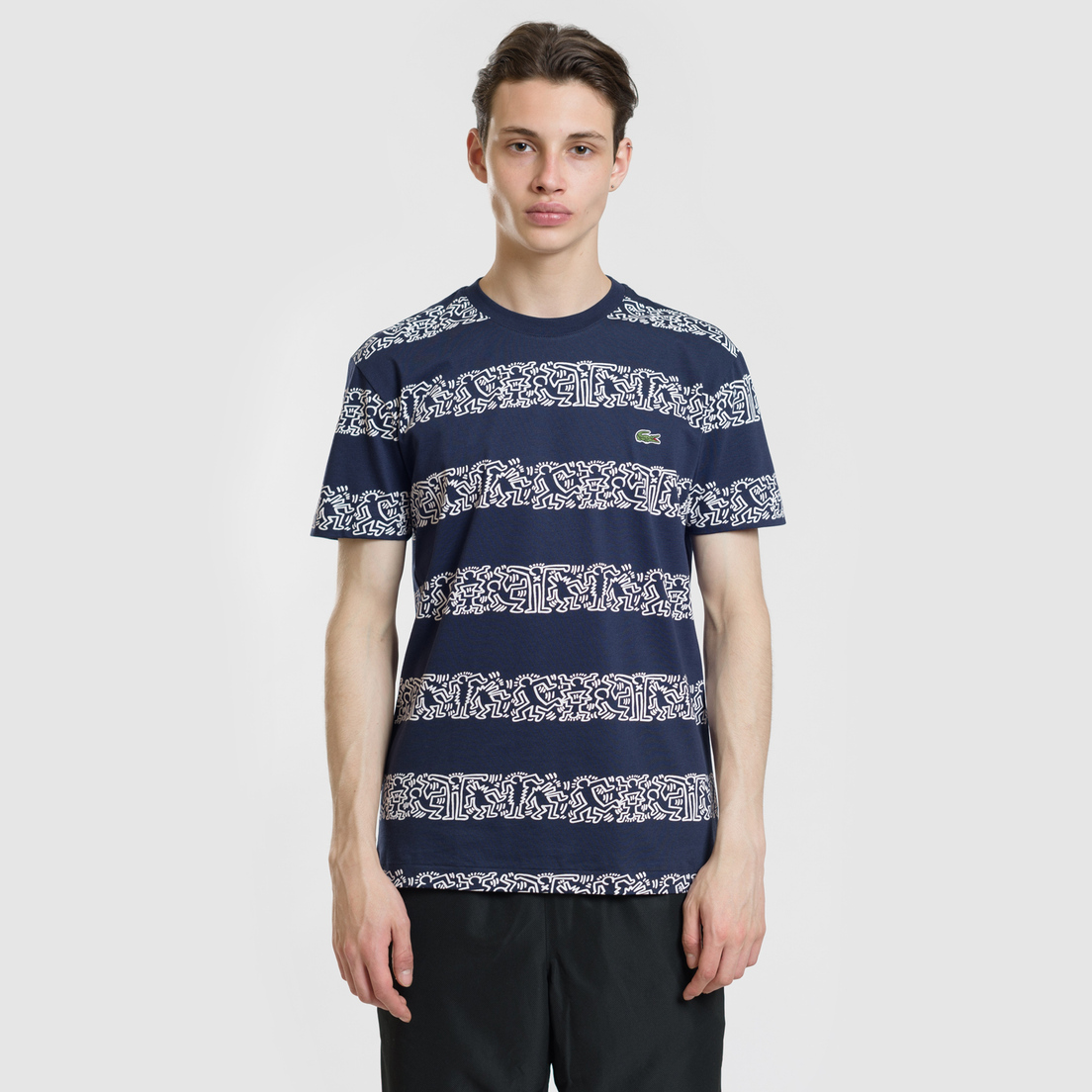 Lacoste Мужская футболка x Keith Haring Striped Print Crew Neck