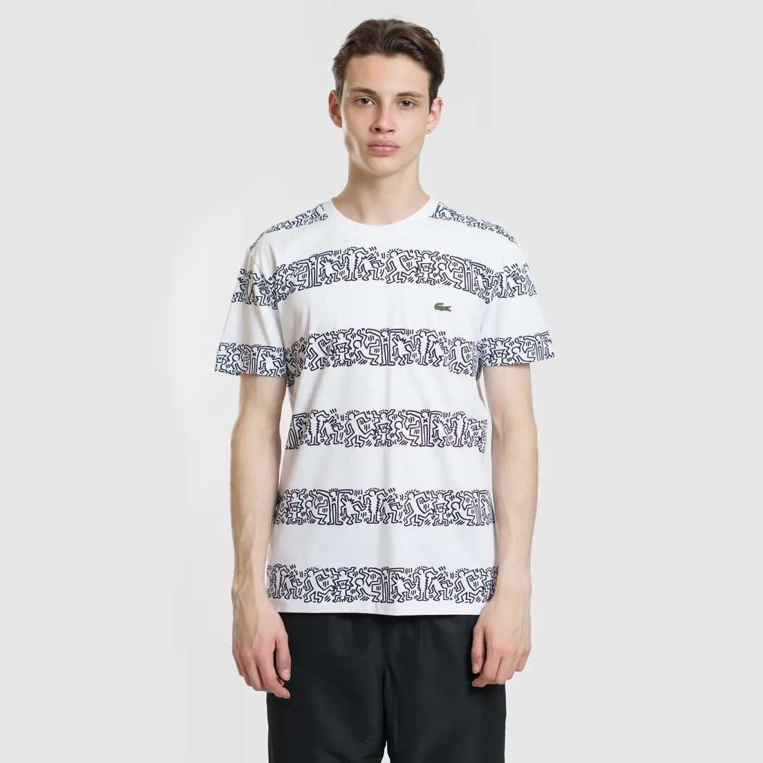 Lacoste Мужская футболка x Keith Haring Striped Print Crew Neck