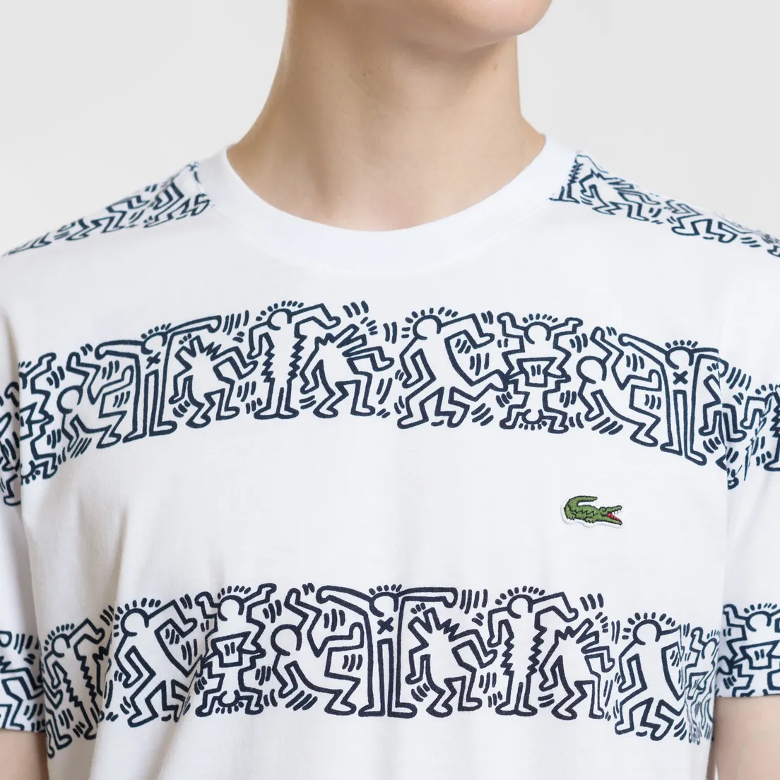Lacoste Мужская футболка x Keith Haring Striped Print Crew Neck