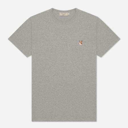 Мужская футболка Maison Kitsune Fox Head Patch, цвет серый, размер S