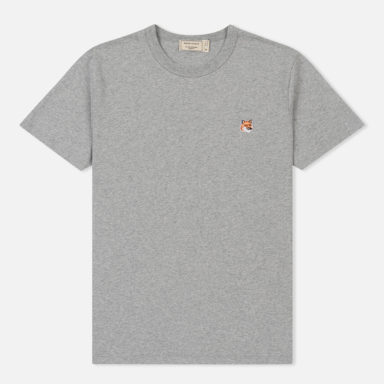 Мужская футболка Maison Kitsune Fox Head Patch Grey Melange