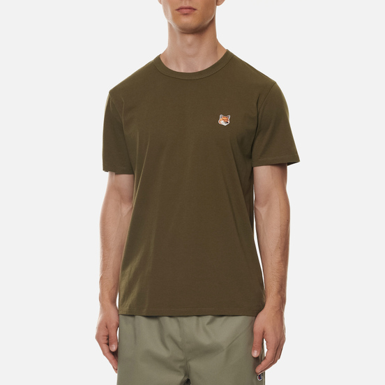 Мужская футболка Maison Kitsune Fox Head Patch Khaki