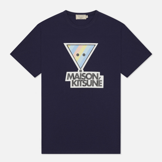 Мужская футболка Maison Kitsune Rainbow Triangle Fox Print Navy