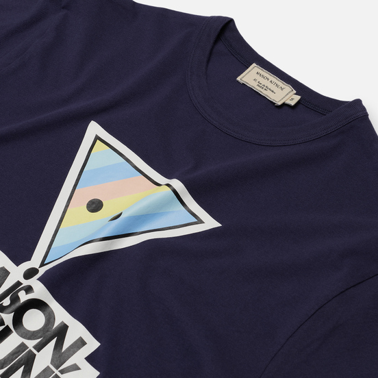 Мужская футболка Maison Kitsune Rainbow Triangle Fox Print Navy